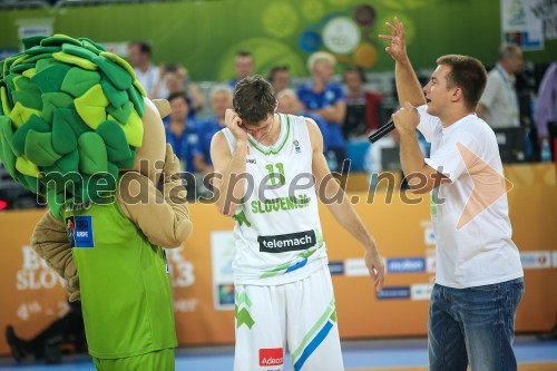 Maskota Eurobasket - Lipko; Goran Dragić, košarkar; Gašper Papež, voditelj