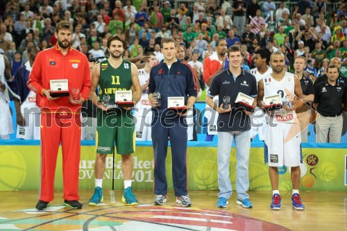 Marc Gasol, košarkar; Linas Kleiza, košarkar; Bojan Bogdanović, košarkar; Goran Dragić, košarkar; Tony Parker, košarkar