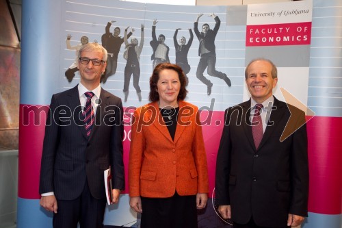 Dr. Jernej Pikalo, minister za izobraževanje, znanost in šport; Helena Kamnar, svetovalka predsednika RS; prof. dr. Ivan Svetlik, rektor Univerze v Ljubljani