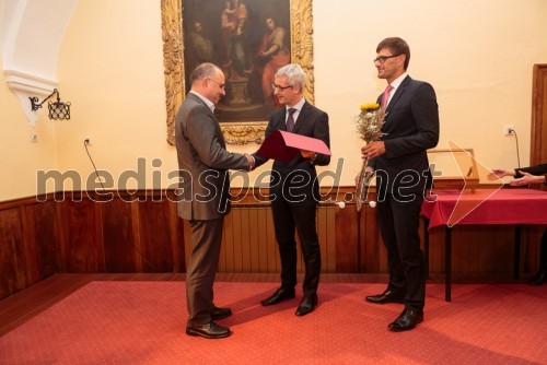 Prof. dr. Marko Snoj; dr. Jernej Pikalo, minister za izobraževanje, znanost in šport; Matjaž Rakovec