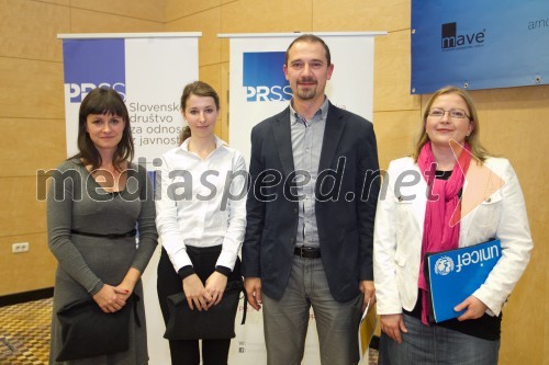 Lidija Novak, SSDO; Anja Komatar, Goodyear Dunlop Sava Tires; Mirko Štular, Val 202; Petra Slanič, Unicef Slovenija