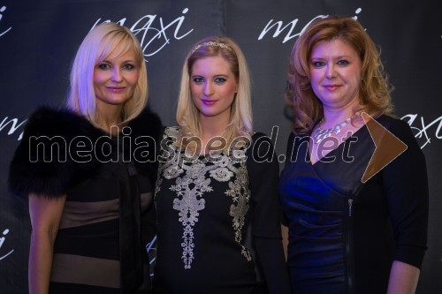 Jerneja Jager, direktorica Modiane; Marika Savšek, miss Universe 2010; Katja Mihelič, direktorica blagovnice Maxi