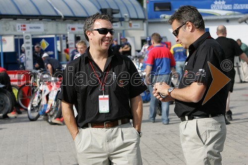 John Postlethwaite, direktor in lastnik podjetja BSI - Benfield sports international (lastnik licence za organiziranje in trženje speedway grand prix dirk) in Paul Belamy, BSI