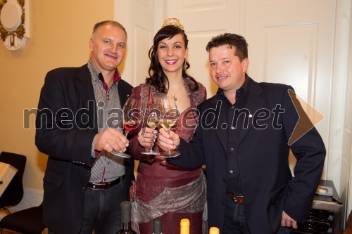 Edbin Erzetič, Čarga; Neža Pavlič, vinska kraljica Slovenije 2013; Valter Sirk