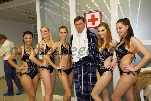 Jinny Ribič; Patricia Peklar; Sara Savnik, Miss Universe Slovenije 2013; Borut Pahor, predsednik Republike Slovenije; Marisa Višnič; Maja Cotič, Miss Slovenije 2013