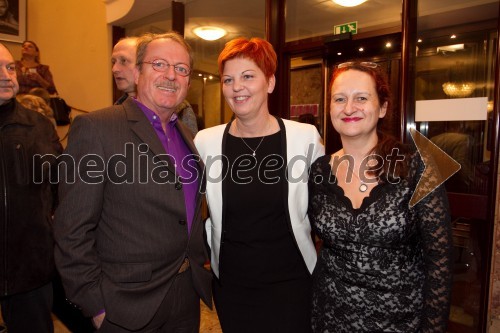 Marko Sosič, pisatelj; Mirjam Drnovšček, direktorica Prešernovega gledališča Kranj; Marinka Poštrak, umetniška vodja Prešernovega gledališča Kranj