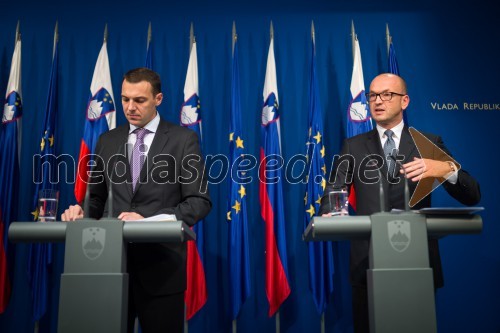 Dr. Uroš Čufer, minister za finance; Boštjan Jazbec, guverner Banke Slovenije