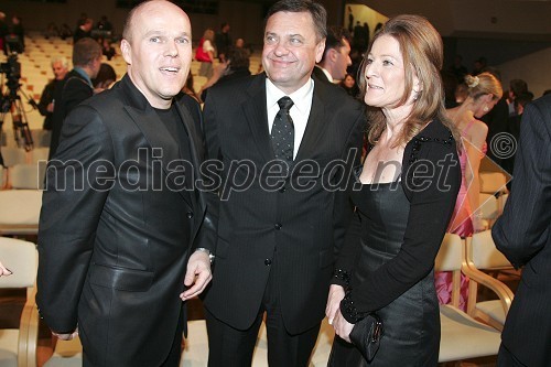 Marjan Jurenec, direktor Pro Plus in Zoran Jankovič, župan Ljubljane z ženo Mijo