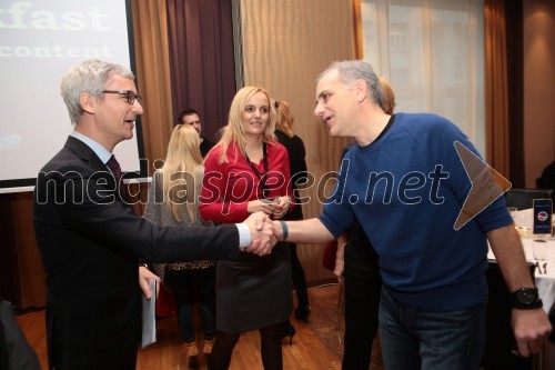 Dr. Jernej Pikalo, minister za izobraževanje, znanost in šport; Ajša Vodnik, izvršna direktorica Ameriške gospodarske zbornice (AmCham); Jerry Colonna, finančnik