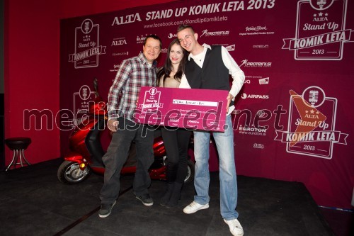 Andrej Težak Tešky, stand up komik; Petra Zajc; Štefan Šumanac-Šumi, stand up komik leta 2013