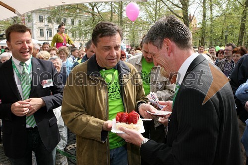 Hermann Ircher, direktor družbe Marche gostinstvo, Zoran Jankovič, župan Ljubljane in Maximilian Ubelhor, glavni kulinarik v Marche gostinstvu