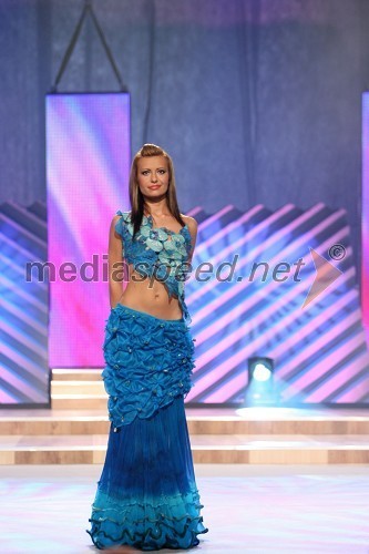 Slavica Grabovac, finalistka miss Universe 2007 v obleki kreatorke Duške Herman