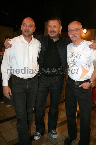 Dario Varga, igralec, Robert Waltl, režiser predstave in Sandi Pavlin, igralec