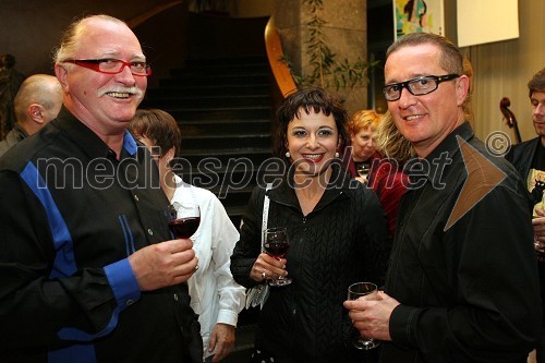 Tulio Furlanič, pevec, Lara Jankovič, igralka in Marino Legovič, glasbenik