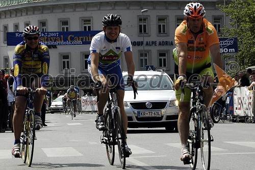 Martin Hvastja, selektor slovenske kolesarske reprezentance, Miroslav Cvetičan in Franc Hvasti, nekdanji selektor slovenske kolesarske reprezentance