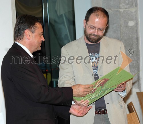 Zoran Jankovič, župan Ljubljane in Andrej E. Skubic, pisatelj