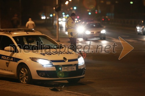 Trčila Twingo in policijsko vozilo