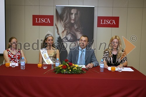 Barbara Pungerčič, Lisca, Tadeja Ternar, Miss Slovenije 2007, Goran Kodelja, generalni direktor Lisce d.d. in Dragica Gantar, direktorica razvoja Lisce d.d.