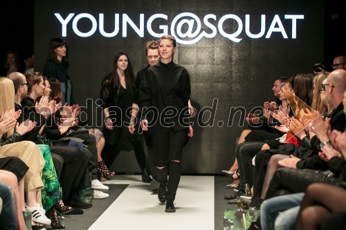 Young@Squat (Barbara Krmelj, Maja Leskovšek, Sofija Urumović, Sara Valenci, Barbara Vrbančič); ime kolekcije: Јас не сумод тука | Јas ne sum od tuka | Nisem od tukaj