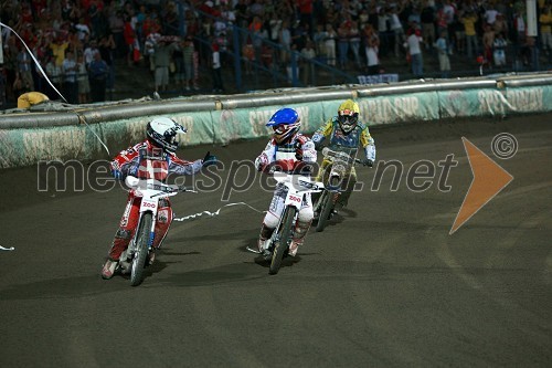 Nicki Pedersen (Danska), Krzysztof Kasprzak (Poljska) in Jason Crump (Avstralija)