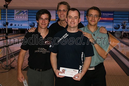 Tony Fransson, 2. mesto turnirja, Martin Larsen, 4. mesto turnirja, Erik Andersin, 3. mesto turnirja in in Nick Froggatt, zmagovalec Maribor open 2007