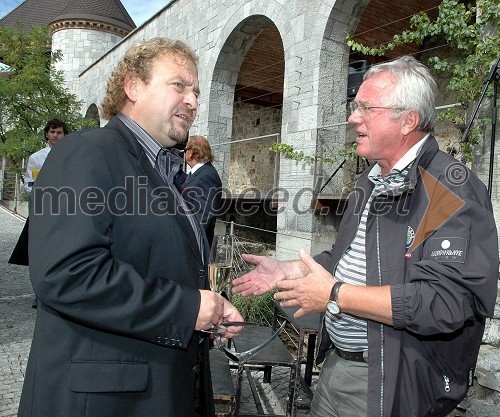 Darko Brlek, direktor Festivala Ljubljana in Drago Bulc, novinar in predsednik društva turističnih in potovalnih novinarjev Slovenije