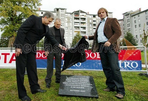 Andrej Verlič, mariborski podžupan, Franc Kangler, župan Maribora in Dejan Vlaisavljević, direktor časopisa Dobro jutro