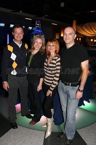 Davorin Kompan, zastopnik za znamko Ballantines v Sloveniji, Saša Novak, brand manager za Ballantines, Dina Košir, vodja marketinga Bowling centra Strike in Igor Došen, direktor prodaje Ballantines