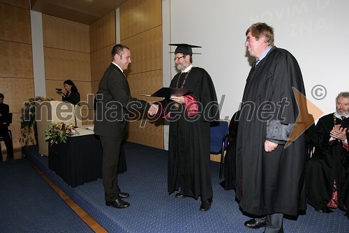 Dr. Iztok Banič, dr. Ivan Rozman, rektor Univerze v Mariboru in red. prof. dr. Boris Aberšek, Fakulteta za strojništvo Univerze v Mariboru