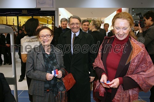 Edouard Leclerc, ustanovitelj verige E.Leclerc z ženo in Chantal de Bourmont, francoska veleposlanica