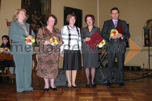 Magda Žezlina, Angelca Žiberna, Marjeta Cotman, ministrica za delo, družino in socialne zadeve, Branislava Belović in Erik Brecelj