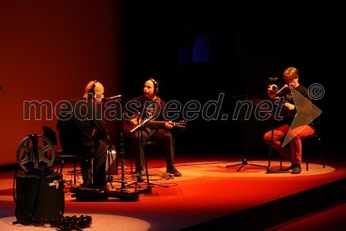 Boštjan Gombač in Andraž Mazi, glasbeni duet in Branko Završan, igralec