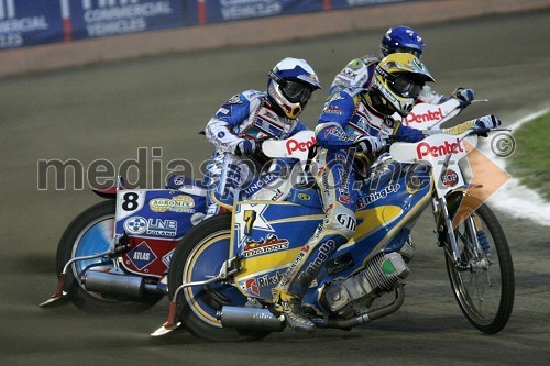 Jaroslaw Hampel, Poljska (v ozadju) in Andreas Jonsson, Švedska