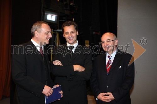 Damjan Damjanovič, direktor Slovenske filharmonije, Danilo Rošker, direktor SNG Maribor in Mitja Rotovnik, direktor Cankarjevega doma