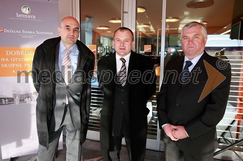 Dr. Draško Veselinovič, predsednik uprave Deželne banke Slovenije d.d., Franc Kangler, mariborski župan in Franc Krajnc, lastnik hotela Betnava