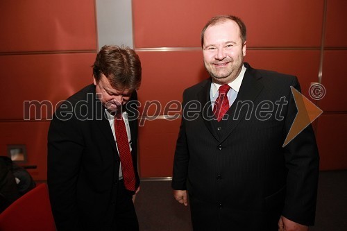 Boško Šrot, direktor Pivovarne Laško in Aleš Hauc, generalni direktor Pošte Slovenije