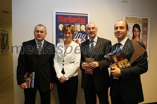 Franc Kangler, župan Maribora, Mojca Lubanjšek Pehant, urednica revije Mariborčan, Srečko Pirtovšek, glavni in odgovorni urednik Založbe Kapital in Jurij Pivka, avtor fotomonografije Maribor - 50 nepozabnih doživetij v mestu