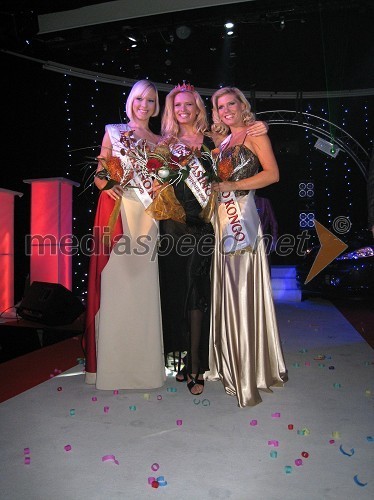 Sanja Bjeljarevič, 2. spremljevalka Miss Casino Kongo 2008, Nadiya Bychkova, Miss Casino Kongo 2008 in Maja Kovač, 1. spremljevalka Miss Casino Kongo 2008