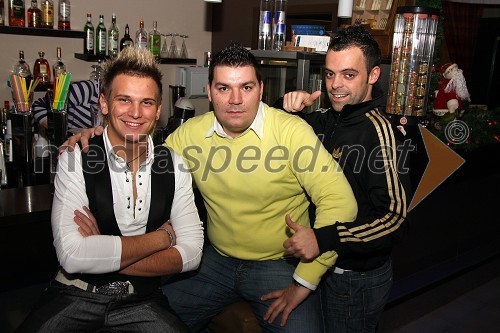 David Klobasa, skupina Casanova, Sašo Ornik, lastnik lokala Glamour Cafe in Vlado Muratovič, skupina Casanova