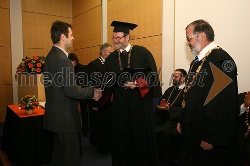 Dr. Boris Cigale, dr. Ivan Rozman, rektor Univerze v Mariboru in red. prof. dr. Igor Tičar, dekan Fakultete za elektrotehniko, računalništvo in informatiko Univerze v Mariboru