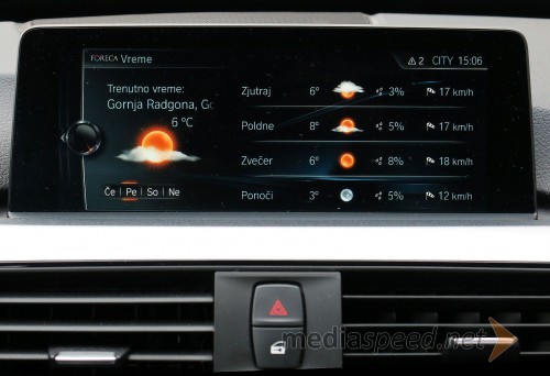BMW 320i Gran Turismo xDrive, internetna povezava prikazuje tudi vreme na trenutno lokacijo