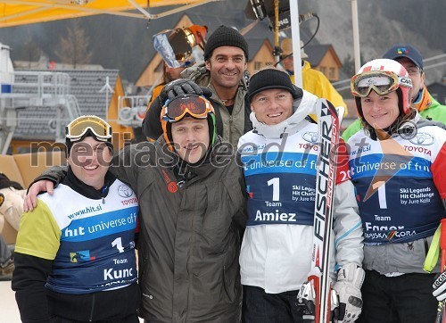 Mitja Kunc, Jure Košir, Alberto Tomba, Sebastien Amiez, nekdanji smučarji in Sabine Egger, nekdanja avstrijska smučarka