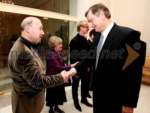 Miljenko Licul, oblikovalec, nagrajenec Prešernovega sklada za življenjsko delo in dr. Danilo Türk, predsednik Republike Slovenije