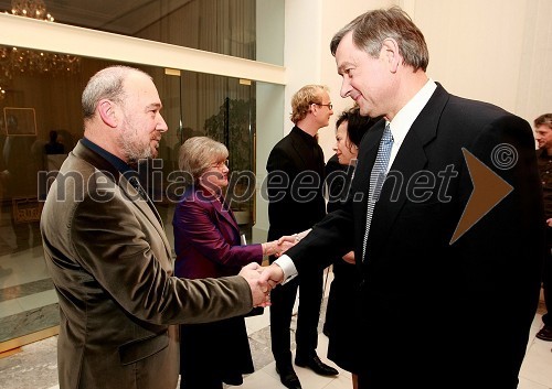 Miljenko Licul, oblikovalec, nagrajenec Prešernovega sklada za življenjsko delo in dr. Danilo Türk, predsednik Republike Slovenije