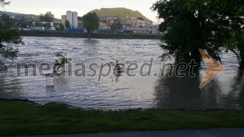 Poplave in razlitje vode v Krškem in okolici