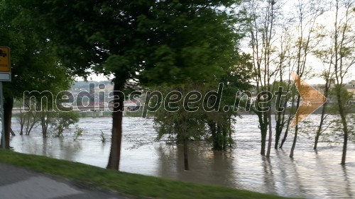 Poplave in razlitje vode v Krškem in okolici