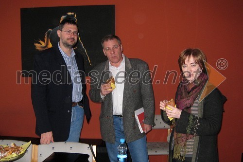 Krištof Jacek Kozak, dramaturg, Aleš Valič, igralec in Maja Cerar, lektorica