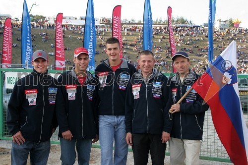 Slovenska ekipa: Roman Jelen, Miha Špindler, Jaka Može, selektor Slavko Rus in delegat Jože Vaupotič