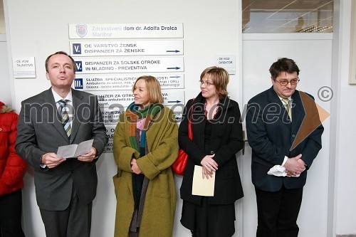 Jernej Završnik, v.d. direktor in strokovni direktor ZD dr. Adolfa Drolca Maribor, Milena Zupančič, igralka in ambasadorka UNICEF-a, Mojca Lubanjšek Pehant, urednica revije Mariborčan in dr. Martin Bigec