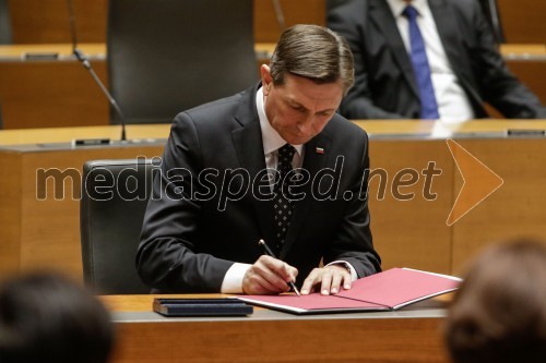 Predsednik RS, Borut Pahor, prisega pred Državnim zborom
